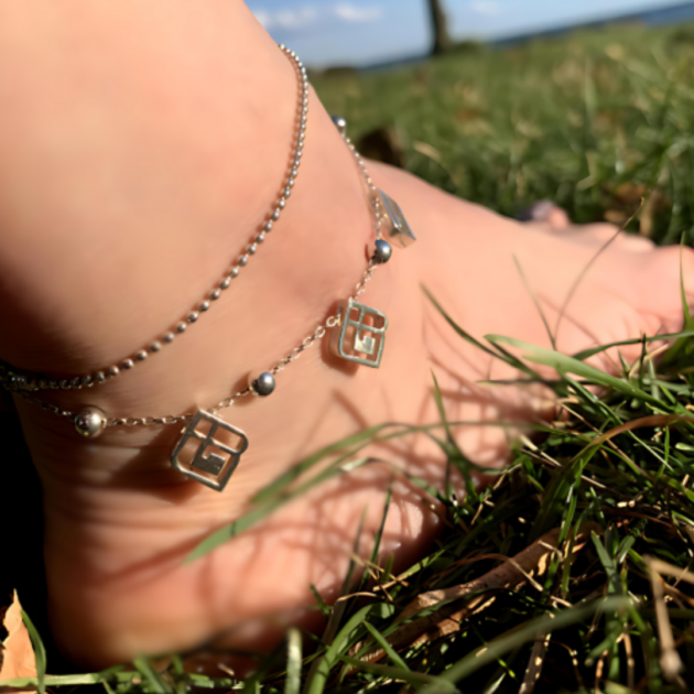 KUN Silver Anklet - خلخال كُنْ - Image 2