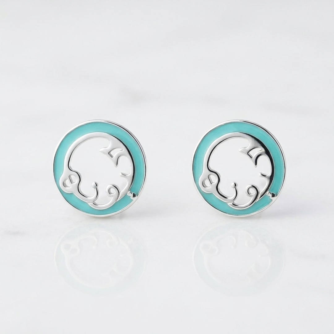 Le 'Oyounha Pupil Earrings - أقراط بؤبؤ عيونها 1 Silver Earrings w/colorful jewelry enamel