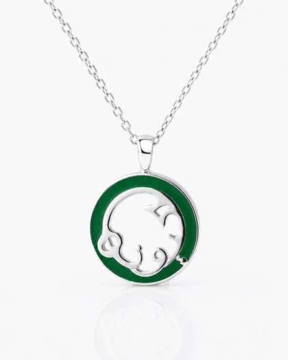 Silver necklace w/colorful jewelry enamel
