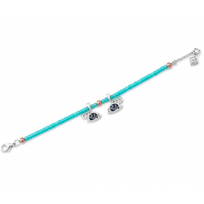 Silver & beads bracelet w/colorful jewelry enamel